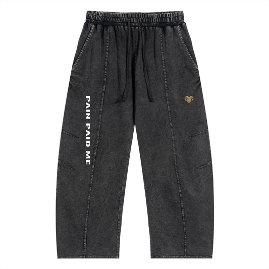 Snow Wash Drawstring Cotton Pants